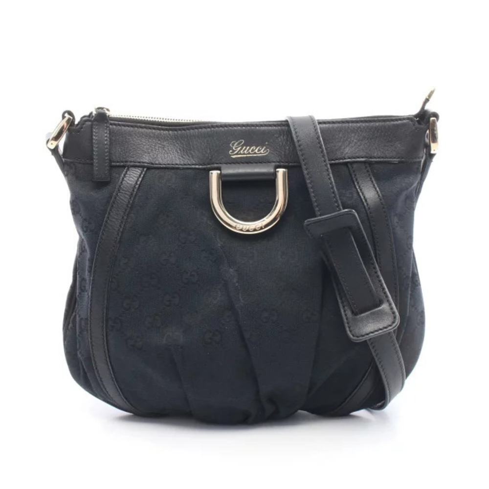 Gucci Abbey GG Canvas Shoulder Bag Leather Black